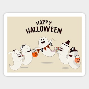 Happy Ghost Family Cartoon Magnet